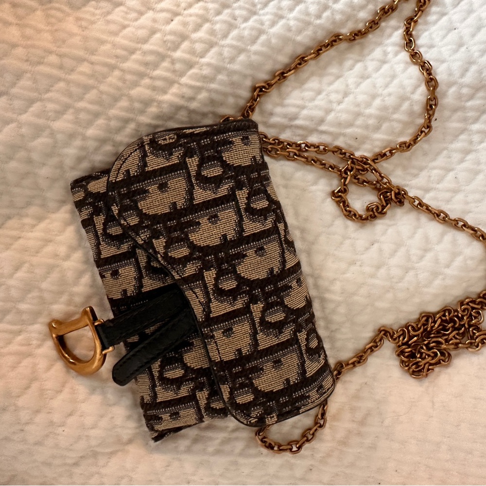 Dior Brown and Gold Chain Shoulder Bag